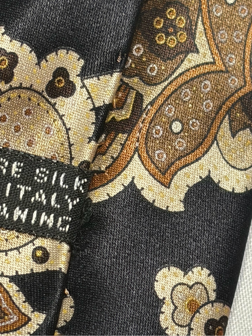 Stefano Ricci Exclusive Collection Black Gold Silk Paisley Tie Made in Italy - Picture 4 of 5